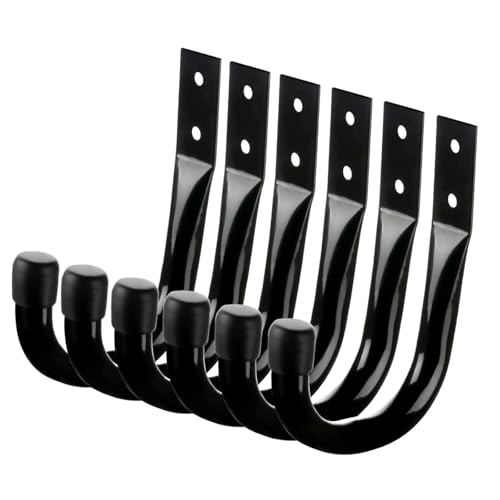 Gcljlmy 6 Stück Garagen-Aufbewahrungshaken, robuste Wandhaken aus Eisenmetall, Kleiderbügel zum Aufhängen von Seilen, Kajaks, Klappstühlen (Schwarz) von Gcljlmy