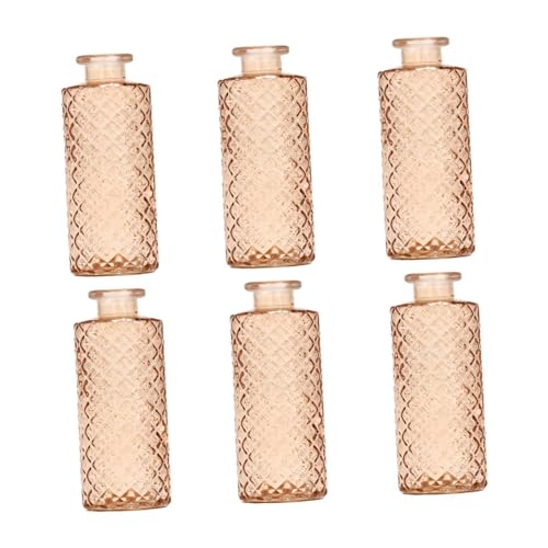 Gcljlmy 6 Stück Knospenvasen aus Glas, Mini-Blumenvasen, Tafelaufsätze, leicht, kreativ, dekorative Pflanzenbehälter für Bücherregale im Innenbereich (Braun) von Gcljlmy