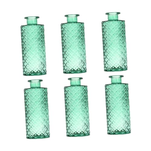 Gcljlmy 6 Stück Knospenvasen aus Glas, Mini-Blumenvasen, Tafelaufsätze, leicht, kreativ, dekorative Pflanzenbehälter für Bücherregale im Innenbereich (Grün) von Gcljlmy