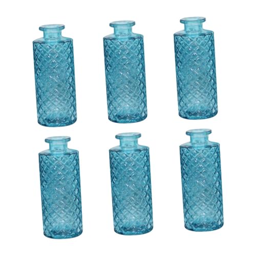 Gcljlmy 6 Stück Knospenvasen aus Glas, Mini-Blumenvasen, Tafelaufsätze, leicht, kreativ, dekorative Pflanzenbehälter für Bücherregale im Innenbereich (Himmelblau) von Gcljlmy