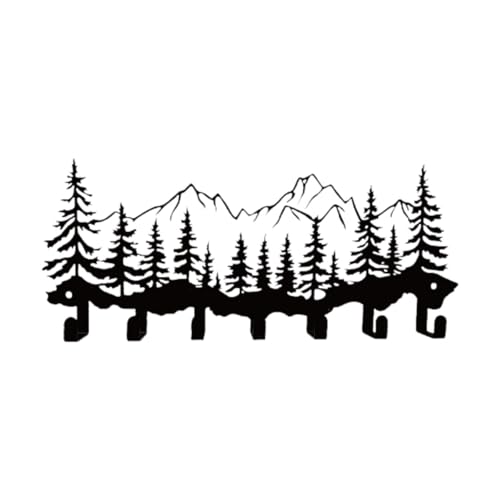 Gcljlmy An der montierter Schlüsselhalter-Organizer-Haken, Stabiler schwarzer Wandbehang, Hut, kreativer Kleiderhaken für Wohnzimmer, Eingangsbereich (Baum) von Gcljlmy