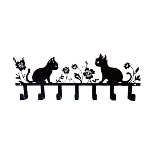 Gcljlmy An der montierter Schlüsselhalter-Organizer-Haken, Stabiler schwarzer Wandbehang, Hut, kreativer Kleiderhaken für Wohnzimmer, Eingangsbereich (Katze) von Gcljlmy