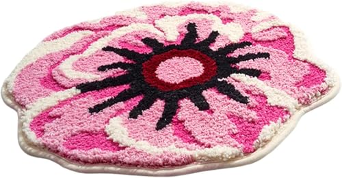 Gcljlmy Badematte, Bodenteppich, leichtes, rutschfestes Kissen, weicher Teppich, Fußmatte für Schlafsaal, Balkon, Wohnzimmer, Heimdekoration, Dusche (Pinke Blume) von Gcljlmy