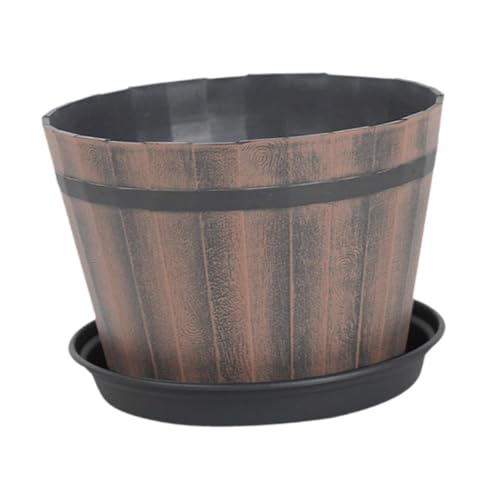 Gcljlmy Blumentopf, rustikaler Blumentopf und Untertasse, Ornament, Eimer, Gartenpflanzer für den Innenbereich, Zuhause, Tischplatte (8inch) von Gcljlmy