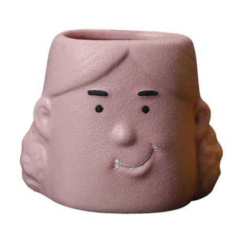 Gcljlmy Blumentopf aus, lustiger Cartoon-Übertopf, modernes Kunstwerk, Heimdekoration, niedliche Blumentopfvase für den Tisch, drinnen und draußen (Mädchen Rosa) von Gcljlmy