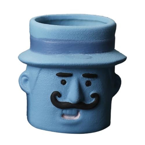 Gcljlmy Blumentopf aus, lustiger Cartoon-Übertopf, modernes Kunstwerk, Heimdekoration, niedliche Blumentopfvase für den Tisch, drinnen und draußen (Mann Blau) von Gcljlmy