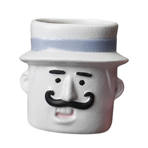 Gcljlmy Blumentopf aus, lustiger Cartoon-Übertopf, modernes Kunstwerk, Heimdekoration, niedliche Blumentopfvase für den Tisch, drinnen und draußen (Mann Weiß Matt) von Gcljlmy
