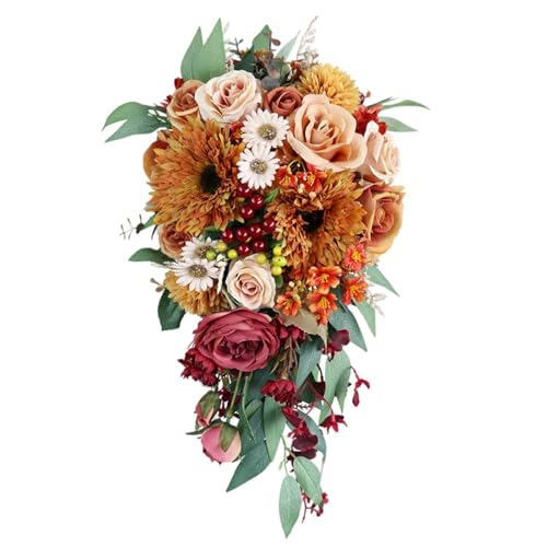 Gcljlmy Brautstrauß, Braut hält Blumen, Kaskadenförmiger Strauß, Rustikaler Hochzeitsstrauß für Brautjungfern zum Jahrestag, Heimdekoration Gcljlmy Brautstrauß, Braut hält Blumen, Kaskadenförmiger Strauß, Rustikaler Hochzeitsstrauß für Brautjungfern zum Jahrestag, Heimdekoration von Gcljlmy