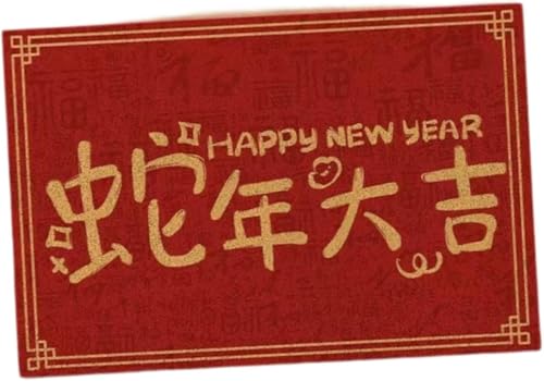 Gcljlmy Chinesische Neujahr Boden Matte Bereich Teppich Willkommen Tür Matte nach Hause Lustiger Fuß Matte Teppich für Festival Bauernhaus Badezimmer (Frohes Neues Jahr) von Gcljlmy