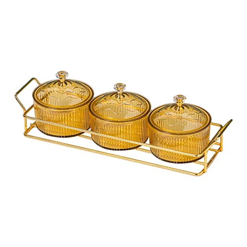 Gcljlmy Geteilte Servierschale Obst Dessert Snacks Servierplatte für Hochzeit Nüsse Vorspeise (3 Schalen Golden) von Gcljlmy