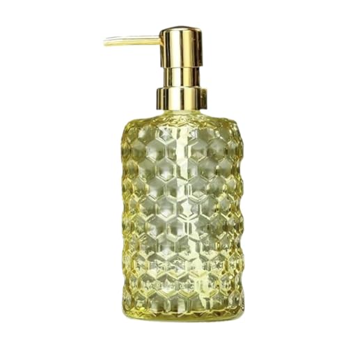 Gcljlmy Glaspumpe Seifenspender Lotion Pumpenflasche Leckdosen vielseitig stilvolle Duschgel Shampoo Flasche für Badezimmer Hotel Küche (Gelb) von Gcljlmy