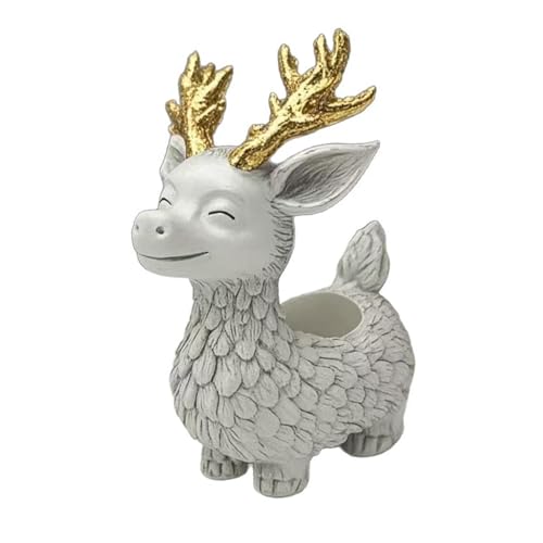 Gcljlmy Hirsch-Pflanzgefäß, Kunstharz, Blumentopf-Kollektion, Heimdekoration, kreativer Hirsch-Pflanztopf, Rentier-Pflanztopf für den Garten (Weißes Rentier) von Gcljlmy