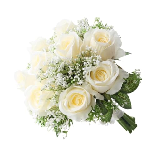 Gcljlmy Hochzeitsstrauß Braut Bouquet Elegante romantische künstliche Rosenblumen Braut Blumen Hand halten für Urlaubszeremonie Party (Sekt) von Gcljlmy