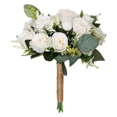 Gcljlmy Hochzeitsstrauß Brautjungfernstrauß Rustikaler Tossing Bouquet für Braut Brautjungfern Esstisch Mittelstücke Dekor Zeremonie, Weiß Gcljlmy Hochzeitsstrauß Brautjungfernstrauß Rustikaler Tossing Bouquet für Braut Brautjungfern Esstisch Mittelstücke Dekor Zeremonie, Weiß von Gcljlmy