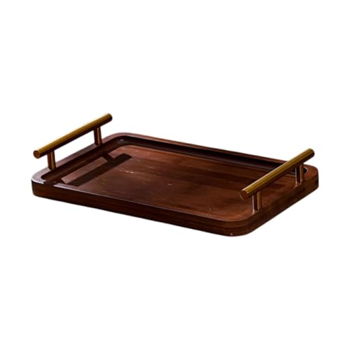 Gcljlmy Holz-Serviertablett mit Griffen, Snack-Tablett, Servierplatte, Holzplatte für Küchentheke, Mittagessen, Abendessen, Grill, Terrasse (Dark Wood M) von Gcljlmy