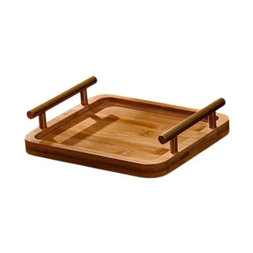 Gcljlmy Holz-Serviertablett mit Griffen, Snack-Tablett, Servierplatte, Holzplatte für Küchentheke, Mittagessen, Abendessen, Grill, Terrasse (Light Wood L) von Gcljlmy