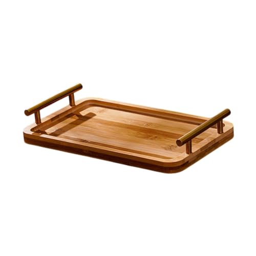 Gcljlmy Holz-Serviertablett mit Griffen, Snack-Tablett, Servierplatte, Holzplatte für Küchentheke, Mittagessen, Abendessen, Grill, Terrasse (Light Wood M) von Gcljlmy