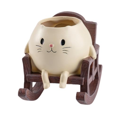 Gcljlmy Katzen-Blumentopf, Pflanzenbehälter, kreativer Kleiner, vielseitiger, dekorativer Blumentopf für Fensterbank, Schlafzimmer, Tisch, Terrasse (Schaukelstuhl) von Gcljlmy