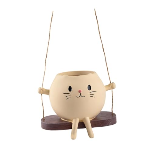 Gcljlmy Katzen-Blumentopf, Pflanzenbehälter, kreativer Kleiner, vielseitiger, dekorativer Blumentopf für Fensterbank, Schlafzimmer, Tisch, Terrasse (Schwingen) von Gcljlmy