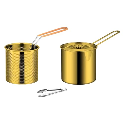 Gcljlmy Kleiner Frittiertopf für die Küche, Kleiner Mehrzweck-Fritteusentopf, Pommes-Frites-Pfanne mit Korb von Gcljlmy