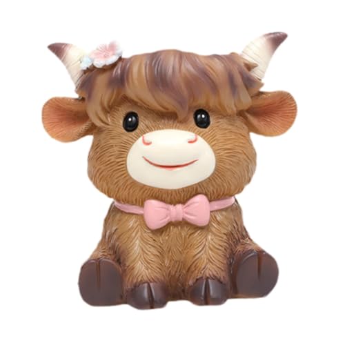 Gcljlmy Niedliche Kuh-Pflanzfigur, Rinderfigur mit Abflussloch, Pflanzen für drinnen und draußen, Kunstharz, Blumentopf, Pflanztöpfe für Terrasse, Zuhause und (A) von Gcljlmy