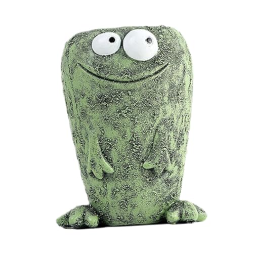 Gcljlmy Niedlicher Frosch-Pflanztopf, kreative Heimdekoration, Bastelstatue, Bonsai-Blumentopf, kleine Pflanztöpfe für Rasen, Balkon, Dekoration (Grün,B) von Gcljlmy