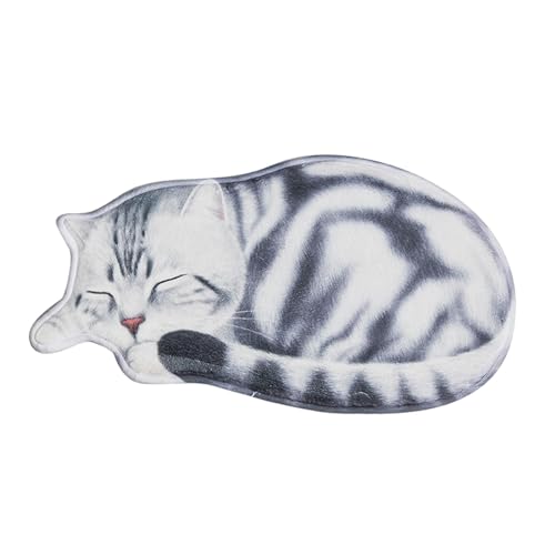 Gcljlmy Niedlicher Teppich in Form Einer schlafenden Katze, Fußmatte für den Innenbereich, Heimdekoration, Bodenteppich, 3D-Kätzchenmatte, Badezimmermatte für, grau-weiß Gcljlmy Niedlicher Teppich in Form Einer schlafenden Katze, Fußmatte für den Innenbereich, Heimdekoration, Bodenteppich, 3D-Kätzchenmatte, Badezimmermatte für, grau-weiß von Gcljlmy