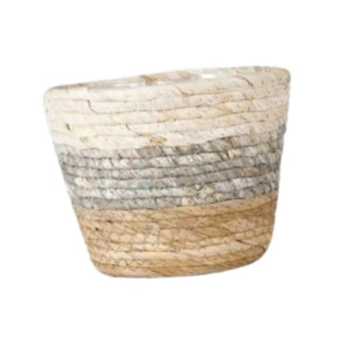 Gcljlmy Pflanzen-Aufbewahrungskorb, gewebter Pflanzkorb, Behälter, Balkon, Bauernhaus, Pflanzenbehälter mit wasserdichter Auskleidung, Blumentopf-Abdeckung (S) von Gcljlmy