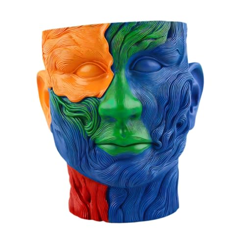 Gcljlmy Pflanzgefäß mit bemaltem Gesicht, kreativer Blumentopf aus Kunstharz, Heimdekoration, Abstrakter Blumentopf für Innen- und Außenpflanzen von Gcljlmy