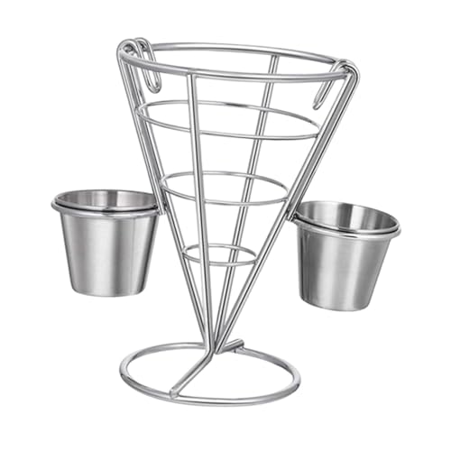 Gcljlmy Pommes-Frites-Ständer, Hähnchen- und Pommes-Halter, kreativer Kegelkorb, tragbarer Pommes-Frites-Ständer, Snackkorb für Restaurant (Doppelpokal) von Gcljlmy