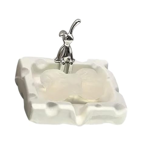 Gcljlmy Porzellanseife mit mit Figur stilvoller Ornament Leichte Tablett Hülle für -Badezimmer Bar Hauswarming Geschenk (Milchig Weiß) von Gcljlmy