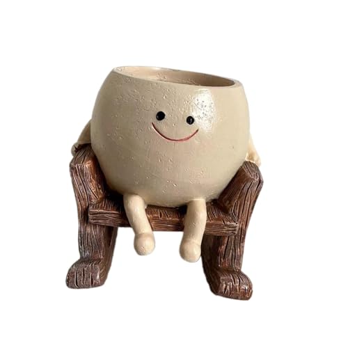 Gcljlmy Schaukelstuhl Blumentopf Blumentopf Vielseitiger Kleiner Tischornament Pflanzenbehälter für Regal Indoor Outdoor Schreibtisch Fensterbank (Hellbraun) von Gcljlmy