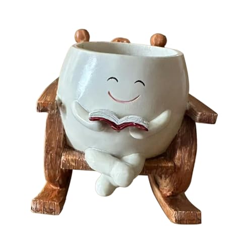 Gcljlmy Schaukelstuhl Blumentopf Blumentopf Vielseitiger Kleiner Tischornament Pflanzenbehälter für Regal Indoor Outdoor Schreibtisch Fensterbank (Weiß) von Gcljlmy