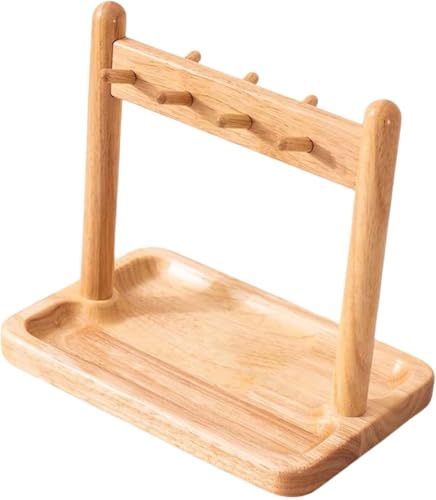 Gcljlmy Schlüsselhalter für den Schreibtisch, Ablagefach, multifunktionaler Kleinigkeitenbehälter mit Haken, Schlüsselbrett aus Holz für Schlafzimmer (Holz) von Gcljlmy