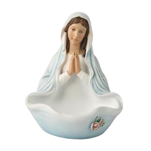 Gcljlmy Schlüsselschale mit Marienstatue, dekoratives Schmucktablett, Geschenk, Kunstharz, Schmucktablett für Eingangstisch, Büro, Schreibtisch (Style A) von Gcljlmy