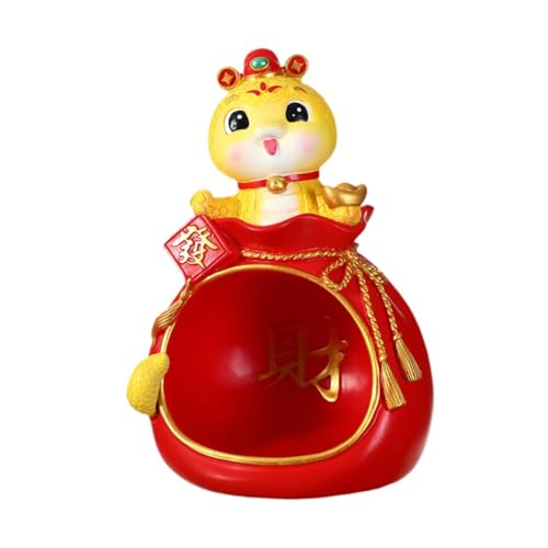 Gcljlmy Schlüsselschale mit chinesischer Schlangenjahr-Figur, Bonbonschale, Schmuckhalter, 14 x 12 x 21,8 cm, handgefertigte Bonbonschale für TV-Schrank von Gcljlmy