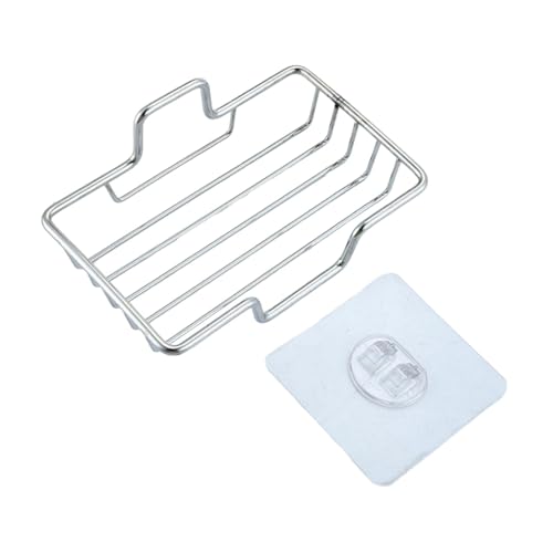 Gcljlmy Seifenschale zur Wandmontage, Seifenhalter aus Metall, selbstklebend, rostfrei, Seifenschwammhalter, Seifenschale für Toilette, Badezimmer, Silber von Gcljlmy