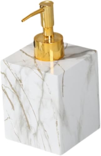 Gcljlmy Seifenspender mit Marmorstruktur, Lotionspenderflasche, 400 ml, Nachfüllpackung, stilvoller Pumpseifenbehälter für das Badezimmer zu Hause, Waschküche (Goldkopf Gold) von Gcljlmy