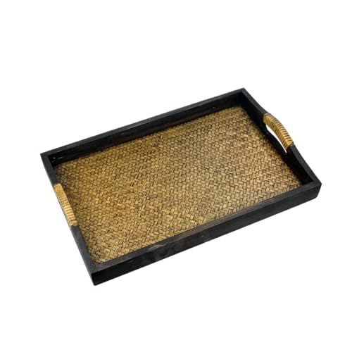 Gcljlmy Serviertablett aus Holz, Obst-Dessert-Tablett, Holzteller, rustikaler Mehrzweck-Teeservice-Halter, Frühstückstablett zum Essen, Aufbewahren der (37 Cm X 22.5 Cm) von Gcljlmy