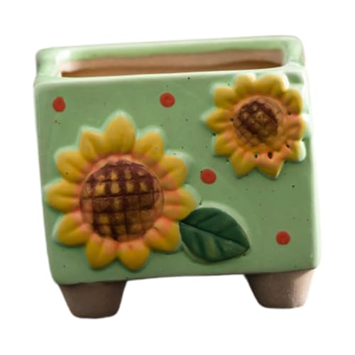Gcljlmy Sonnenblumen Pflanzer Kleiner quadratischer Blumentopf dekorative Pflanzentopf für Innen- und Außenhof in Hof Bücherregal (Grün) von Gcljlmy