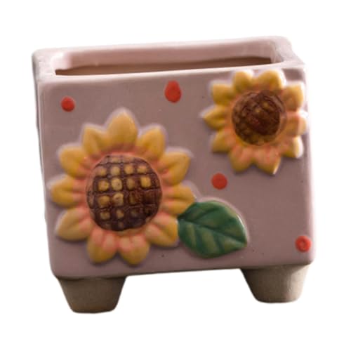 Gcljlmy Sonnenblumen Pflanzer Kleiner quadratischer Blumentopf dekorative Pflanzentopf für Innen- und Außenhof in Hof Bücherregal (Rosa) von Gcljlmy