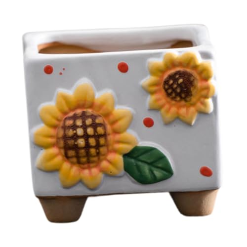Gcljlmy Sonnenblumen Pflanzer Kleiner quadratischer Blumentopf dekorative Pflanzentopf für Innen- und Außenhof in Hof Bücherregal (Weiß) von Gcljlmy