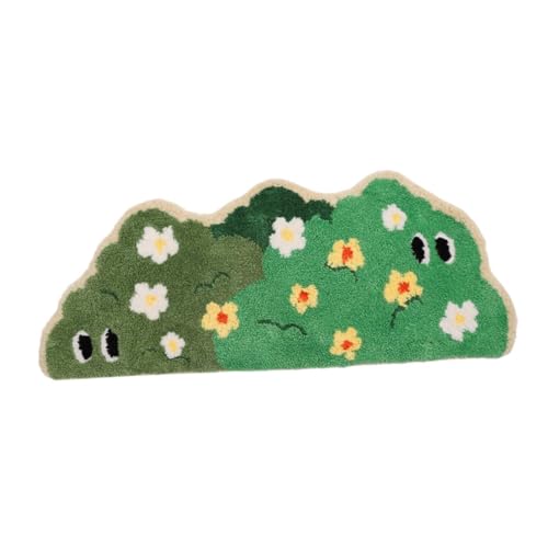 Gcljlmy Teppich mit Pflanzen und Blumen, Nachttischvorleger, Badematte, Fußmatte, waschbar, rutschfest, dekorativer Teppich, unregelmäßiger Bereichsteppich von Gcljlmy