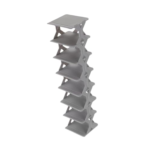 Gcljlmy Vertikales Schuhregal, Schuhregal, schmale Ecke, Stabiler, platzsparender Aufbewahrungs-Organizer für Schrank, Wohnung, Flur, Garage, Schlafzimmer, Weiß (8-stufig,Grau) von Gcljlmy