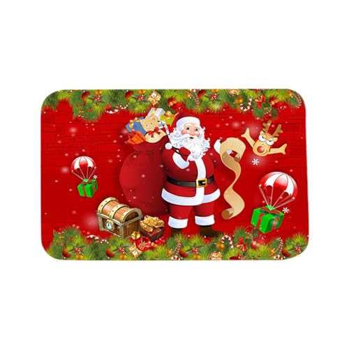 Gcljlmy Weihnachts-Badezimmer-Bodenmatte, Innen-Fußmatte, wasserabsorbierend, dekorative Badematte, Bodenteppich, Teppich für den Eingangsbereich, Flur (Geschenk Weihnachtsmann L) von Gcljlmy