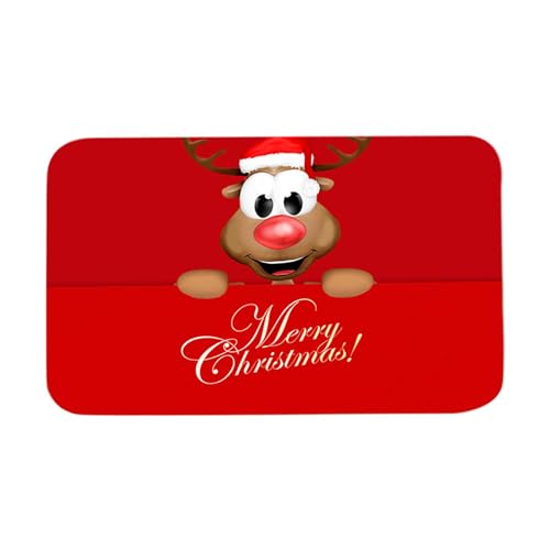 Gcljlmy Weihnachts-Badezimmer-Bodenmatte, Innen-Fußmatte, wasserabsorbierend, dekorative Badematte, Bodenteppich, Teppich für den Eingangsbereich, Flur (Rentier S) von Gcljlmy