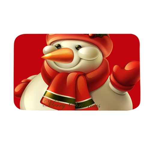 Gcljlmy Weihnachts-Badezimmer-Bodenmatte, Innen-Fußmatte, wasserabsorbierend, dekorative Badematte, Bodenteppich, Teppich für den Eingangsbereich, Flur (Schneemann S) von Gcljlmy