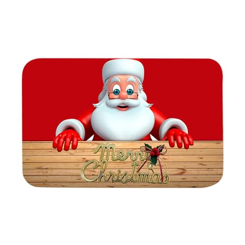 Gcljlmy Weihnachts-Badezimmer-Bodenmatte, Innen-Fußmatte, wasserabsorbierend, dekorative Badematte, Bodenteppich, Teppich für den Eingangsbereich, Flur (Weihnachtsmann mit Buchstaben S) von Gcljlmy