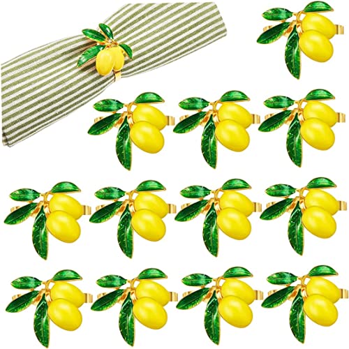 Gcroet 12pcs Zitronen -Serviettenringe Metallemon Serviettenhalter Serviette Buckle Halter Serviettenhalter für Hochzeit Dinnerparty Bankett von Gcroet