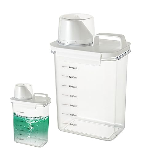 1PC -Waschmittel -Waschmittelspender 1800 ml klare luftdichtes Waschpulverspender mit Skala und Cup -Dregen -Box für Feste Flüssigkeit von Gcroet